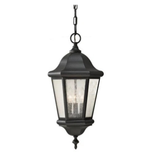 Martinsville OL5911BK 10in. W. 3 Light Black Outdoor Pendant Lantern Open Box