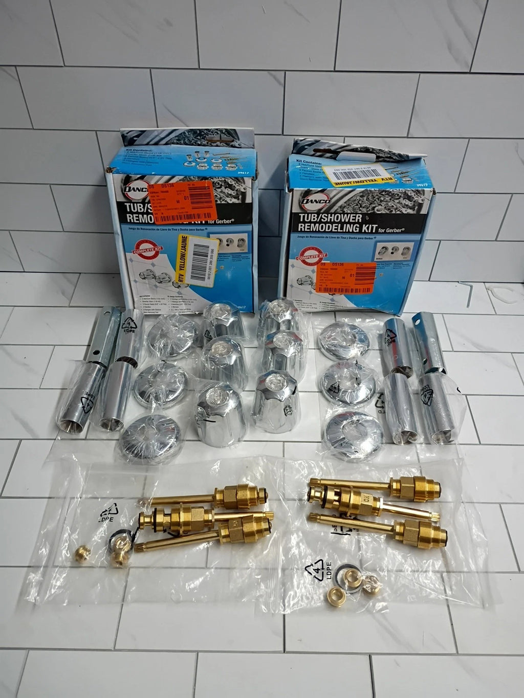 2Pk DANCO 39617 GERBER 3 HANDLE TUB SHOWER FAUCET REMODEL REBUILD FULL KIT Ob