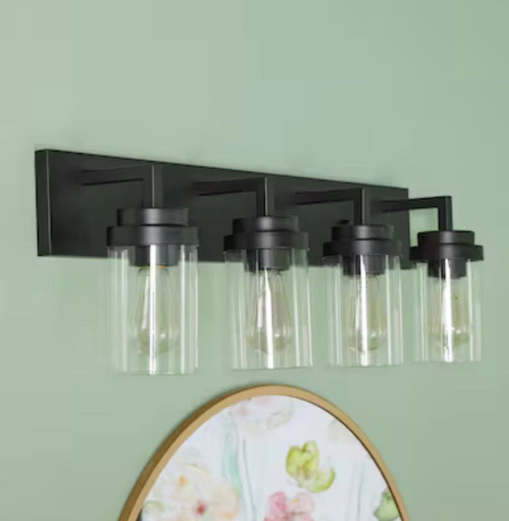 KAWOTI Olan 30-inches 4 -Light Matte Black Traditional Vanity light
