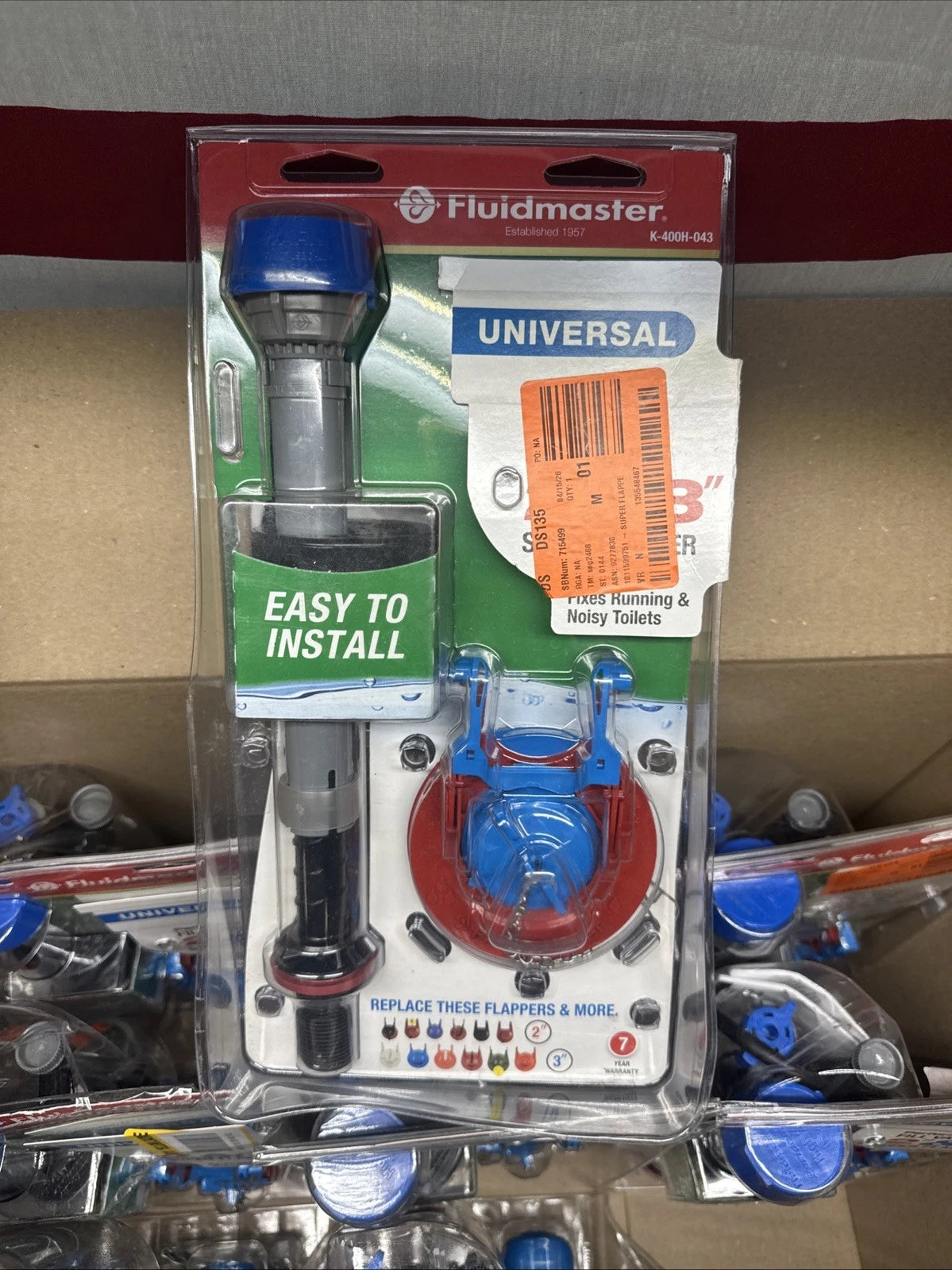 9pck Fluidmaster Fill Valve + 2” & 3” Super Flapper Kit K-400H-043 OPEN BOX