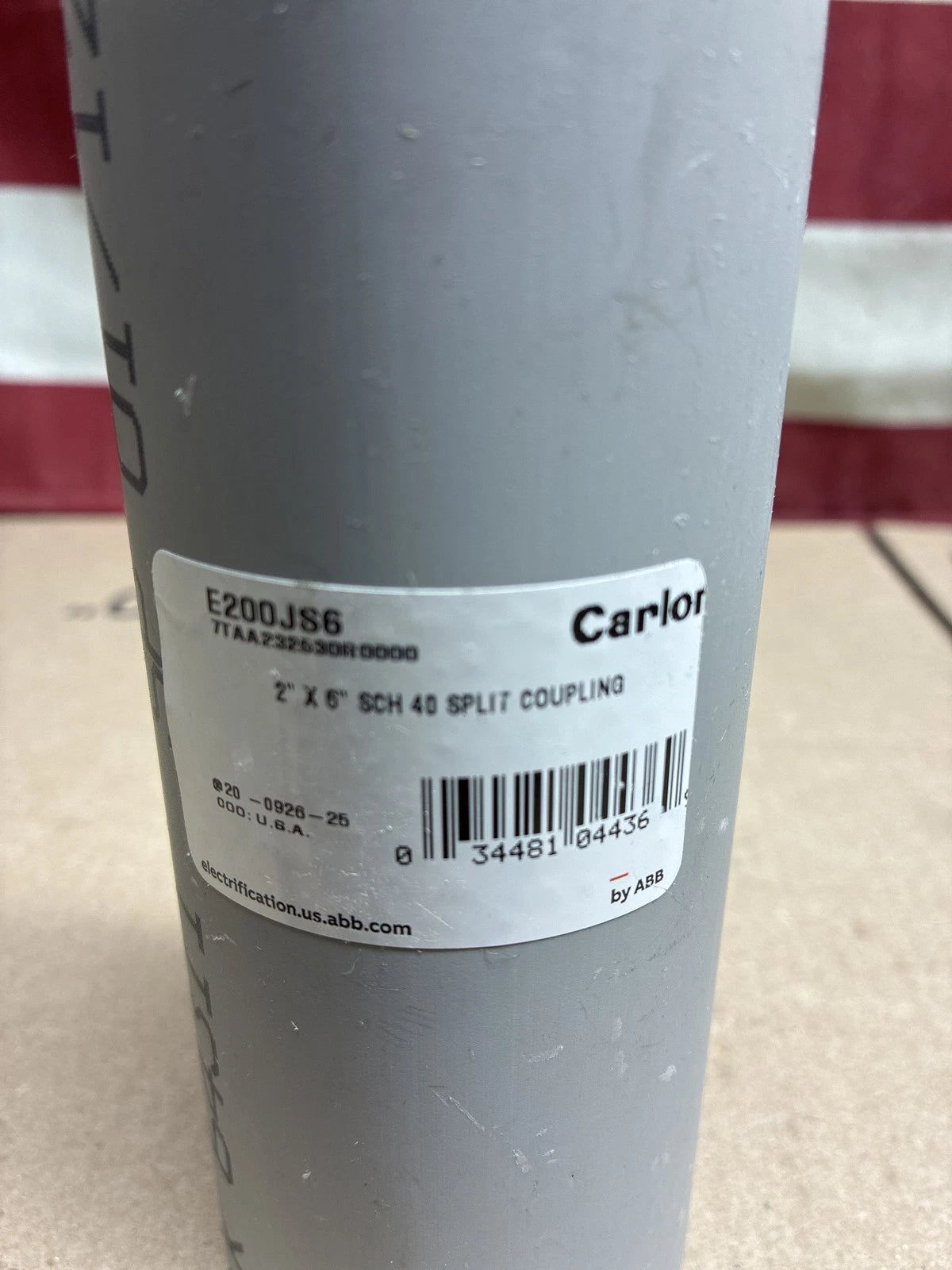 CARLON E200JS6 PVC 2” x 6” Schedule 40 Split Duct Coupling by ABB OPEN BOX