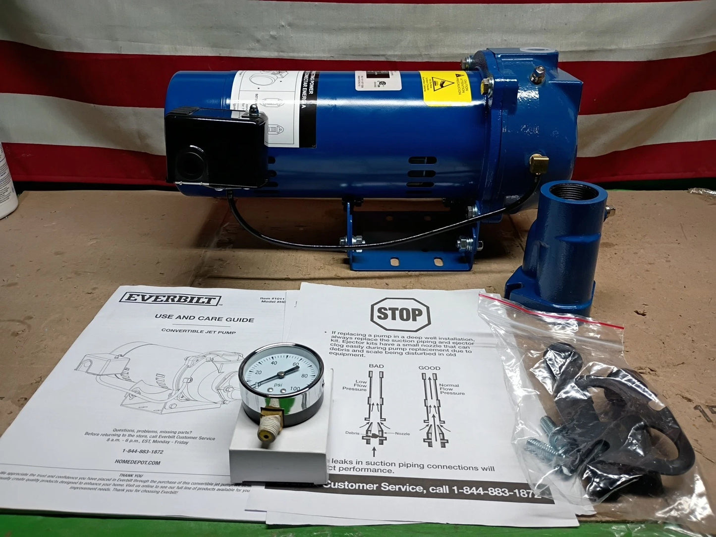 Everbilt HDCWJ10, 1 HP Professional Convertible Jet Pump 24 GPM, NEW OPEN BOX,