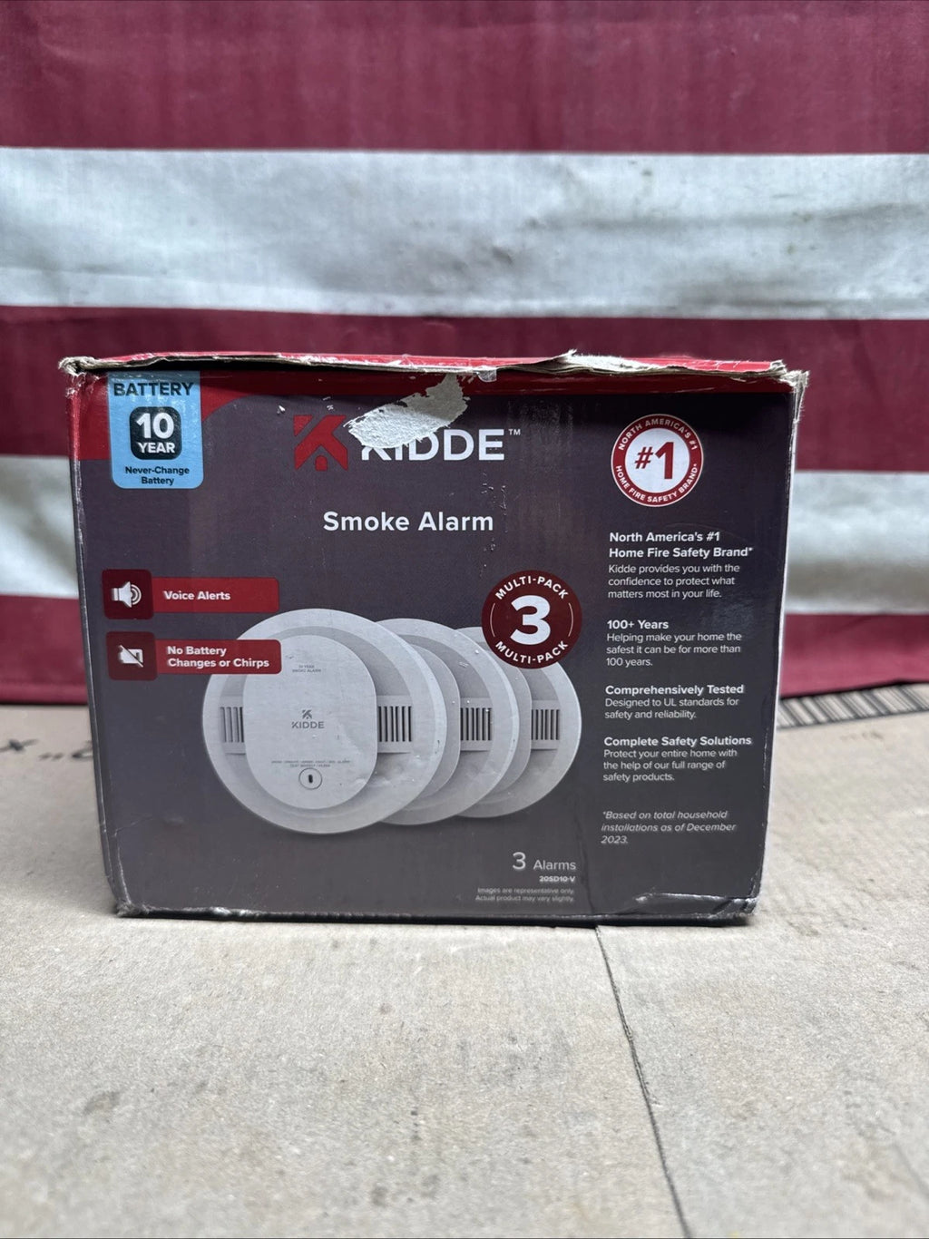 Kidde Smoke Alarm 10-Year Sealed Battery, Voice Alerts, White, 3-Pack 20SD10-V