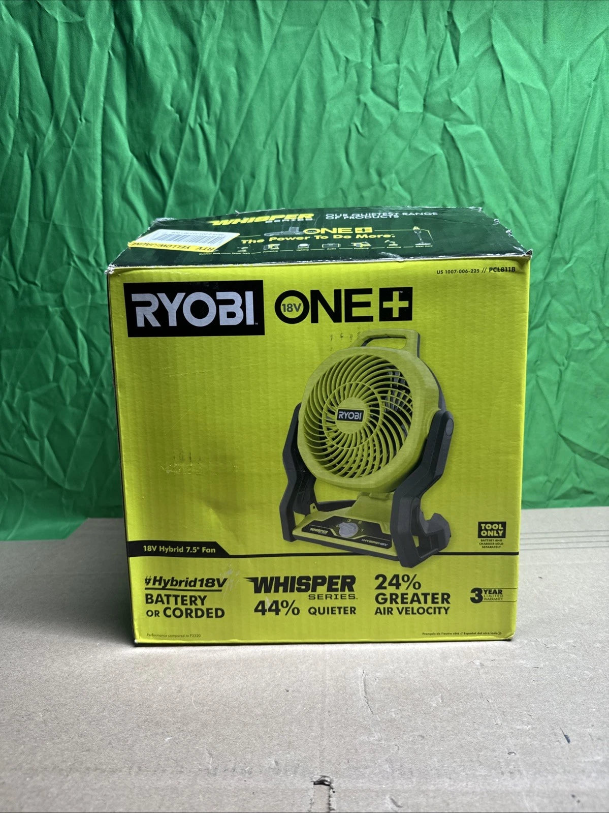 RYOBI ONE+ 18V 7.5" WHISPER Hybrid Fan PCL811K - Tool Only