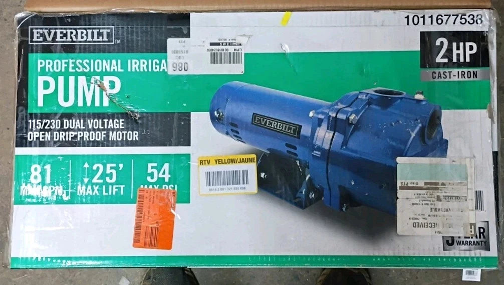 EVERBILT HDLS20 Professional Irrigation Pump Cast Iron 2HP Dual Voltage PARTS ON