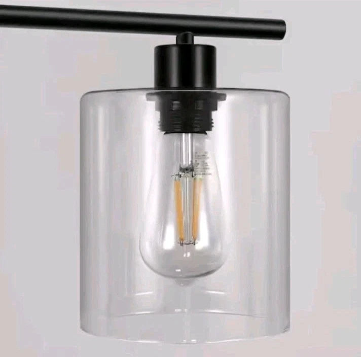 YANSUN 3-Light Matte Black Modern Kitchen Island Light Linear Chandelier OB