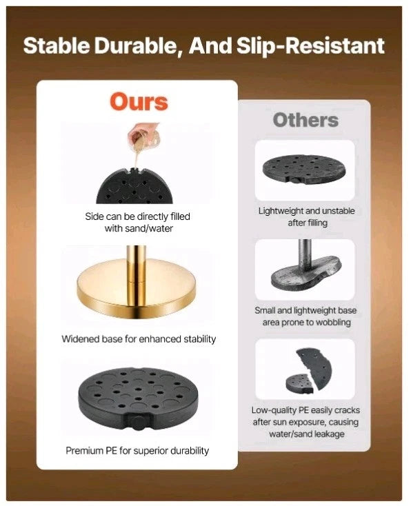 Uimoso 6-Piece Gold Stanchion Set with 6 Velvet Ropes, Hollow Base, Open Box