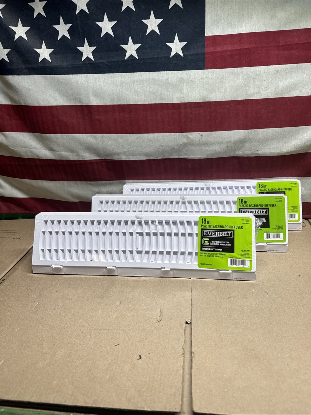 3PK Everbilt 18 in. 3-Way Plastic Baseboard Diffuser Supply - White.