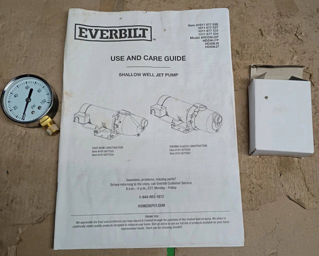HDSWJ5P Everbilt 1/2 HP Plastic Shallow Well Jet Pump Open Box