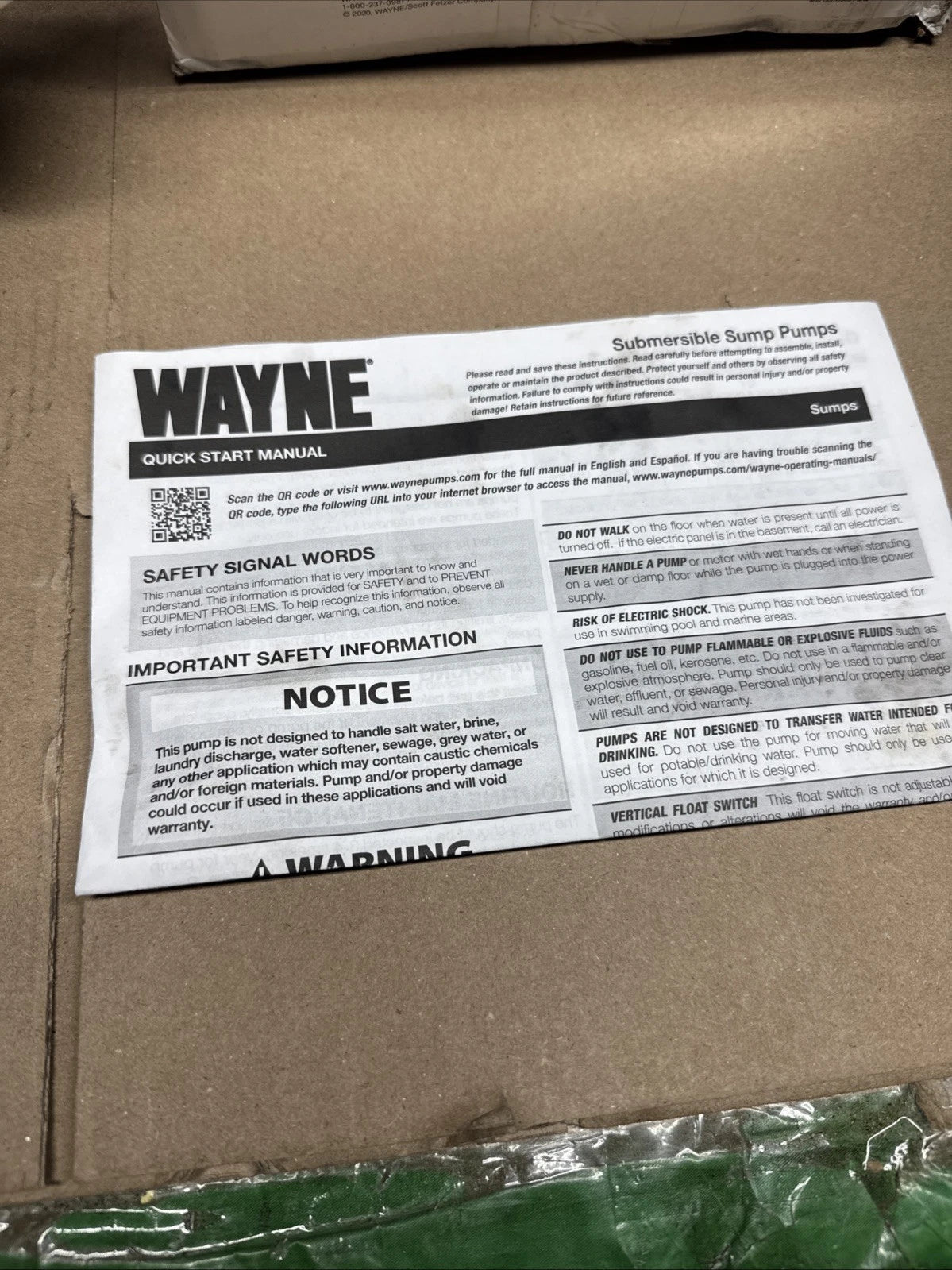 Wayne 1/2 HP CastIron Submersible Sump Pump with Vertical FloatSwitch NEW IN BOX
