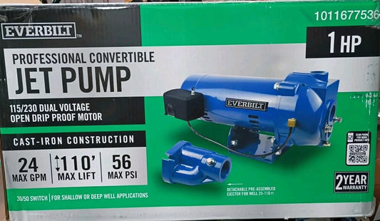 Everbilt HDCWJ10 1 HP Professional Convertible Jet Pump. Open Box.