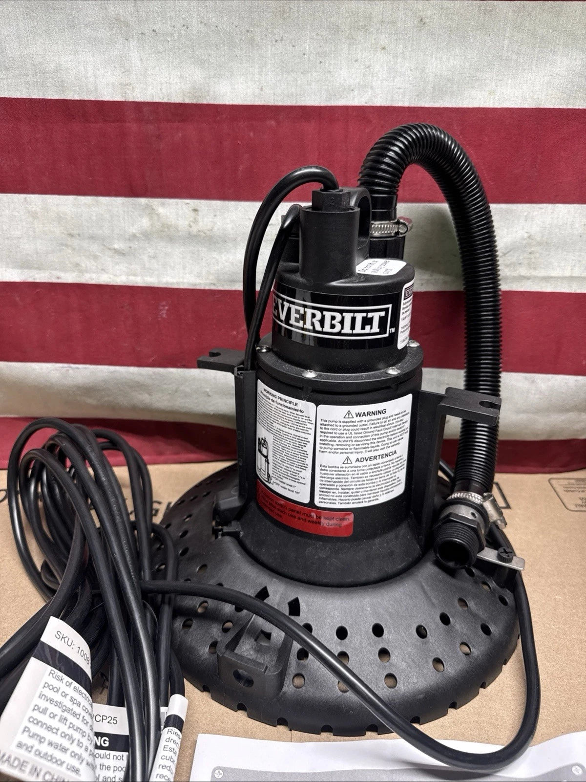 Everbilt 1/4 hp Submersible Pool Cover Pump Open Box