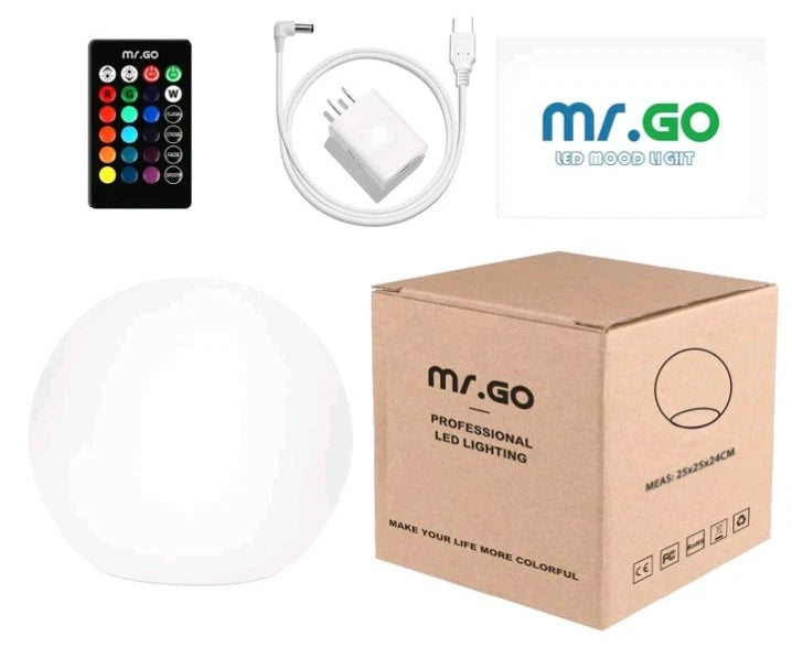 Mr.Go 10 Ultra-Fun Waterproof RGB Color-Changing LED Ball Light Orb Globe Lamp.
