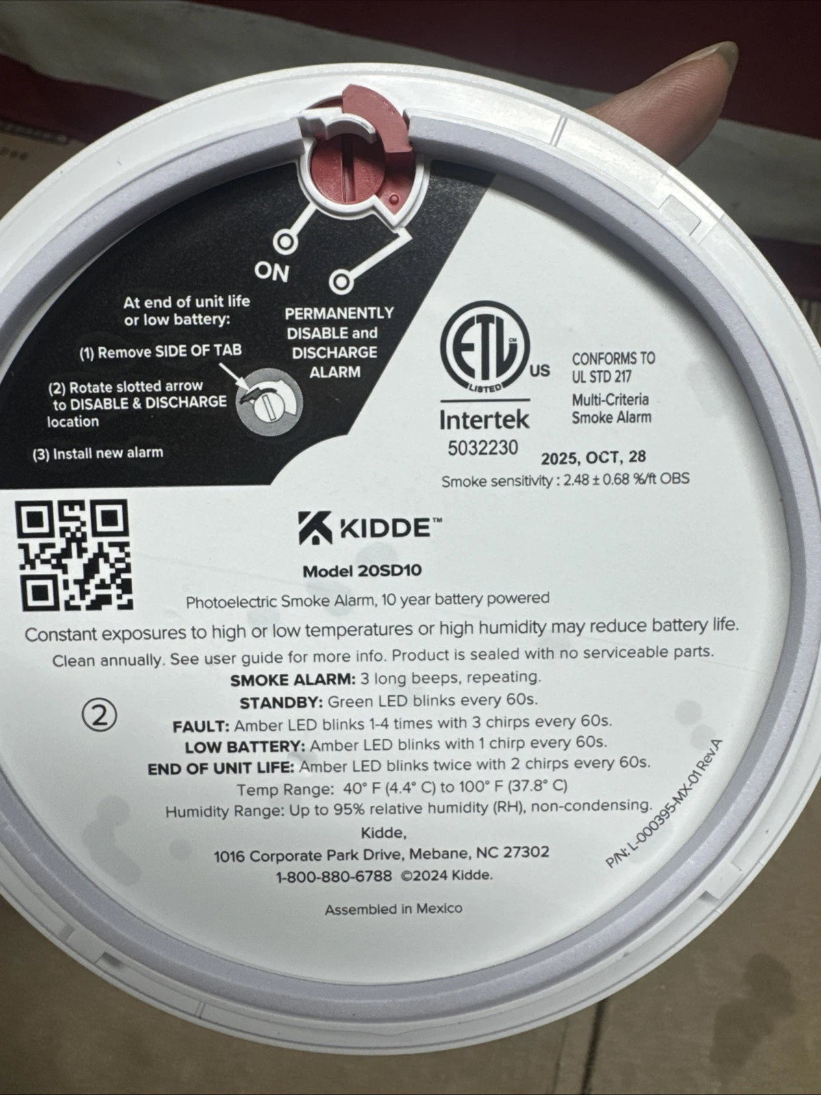 2PK Kidde 20SD10 10-Year Battery PoweredDetect Smoke Alarm w/PhotoelectricSensor