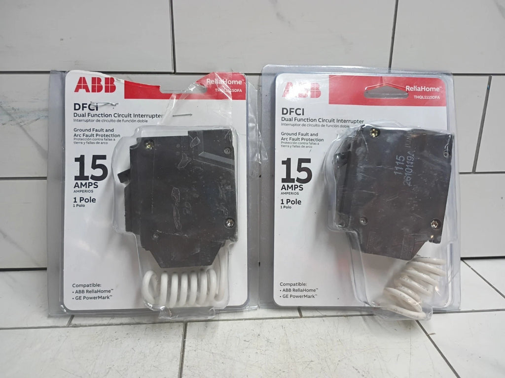 (2 Pack)ABB 15 Amp Dual Function DFCI Circuit Breaker 15A THQL1115DFA (Open box)