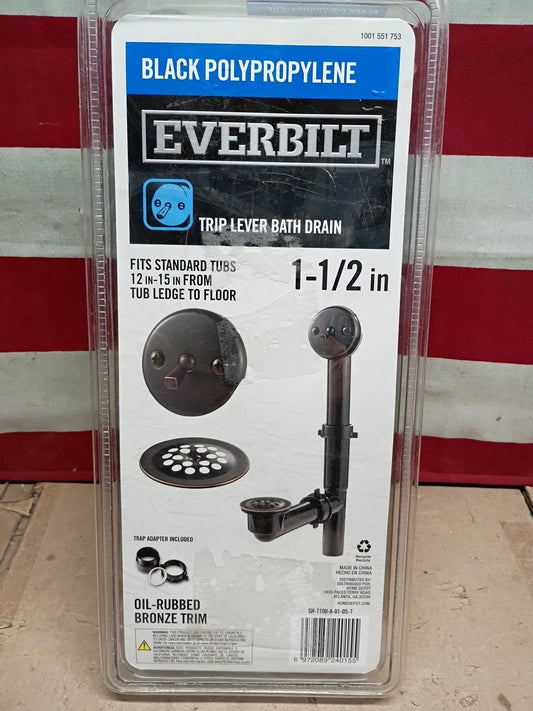 Everbilt SH-7100-A-01-05-7, 1-1/2" Pipe Overflow Drain Oil Rubbed Bronze, NEW,