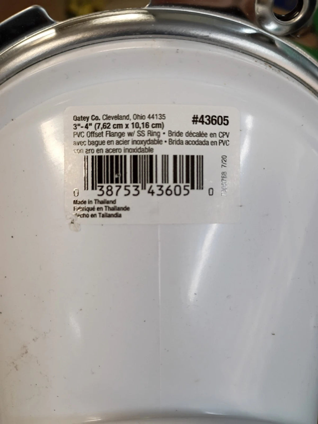 20PK Oatey 43605, 3" PVC Open Offset Toilet Flange with Stainless Steel Ring.
