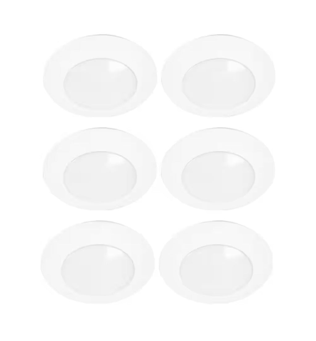 6-pack of Halo HLC 6 in. 3000K White Integrated LED Recessed Light Trims.