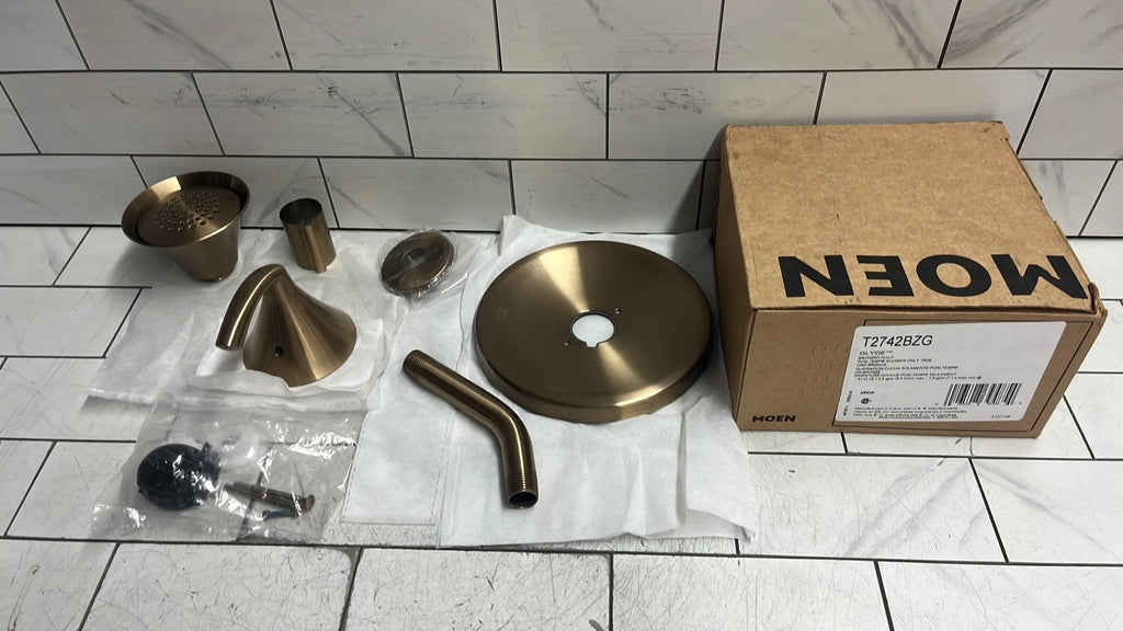 Moen T2742BZG Glyde Posi-Temp Shower Faucet Set Showerhead Handle - Bronzed Gold