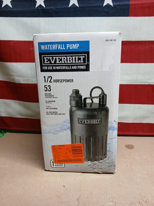 EVERBILT Waterfall & Pond Pump 1/2 HP 53 GPM 26 Ft Max Vertical Lift SUP80-HD. I
