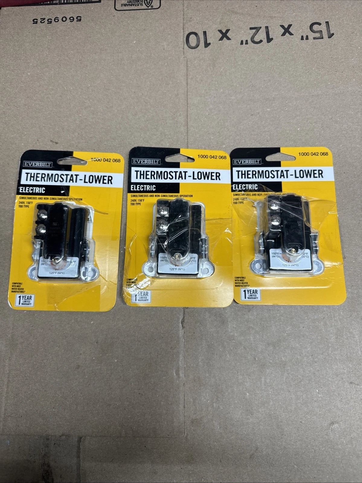 Lot of 3 Everbilt 240v T-O-D Single-Pole Lower Thermostat EBTSTAT-LOW