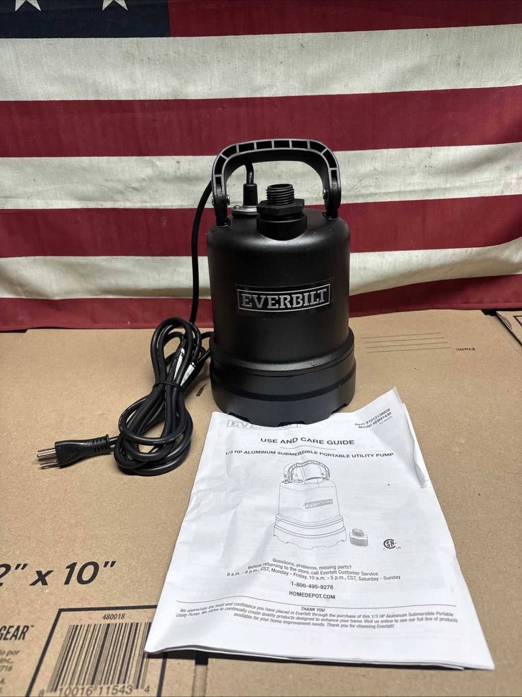 Everbilt 1/3 HP Submersible Aluminum Utility Pump Corrosion Resistant.