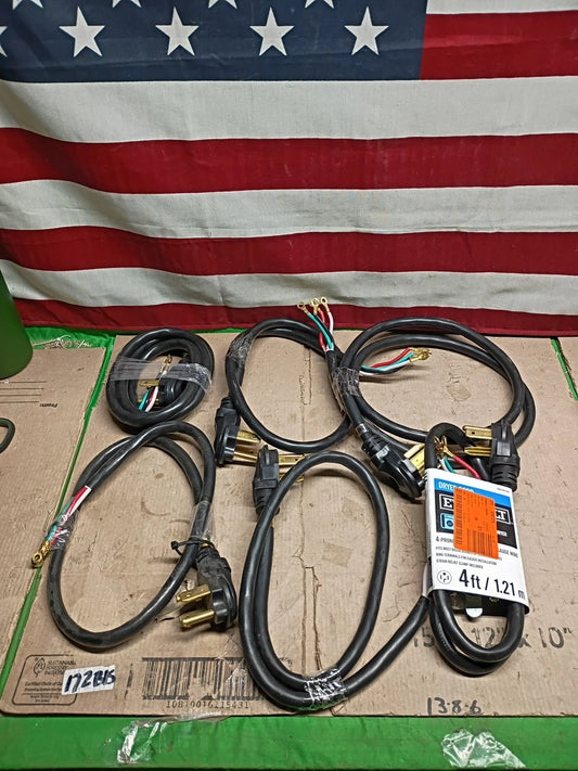 6pck Everbilt 98280 4 Ft Dryer Cord 4 prong 30 amp 250v 10-gauge wire, Open Box,