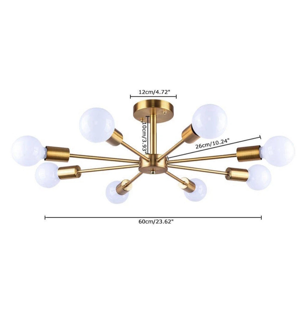 RRTYO Gallman 23.6 in. 8-Light Gold Mid-Century Pendant Ceiling Light Sputnik…