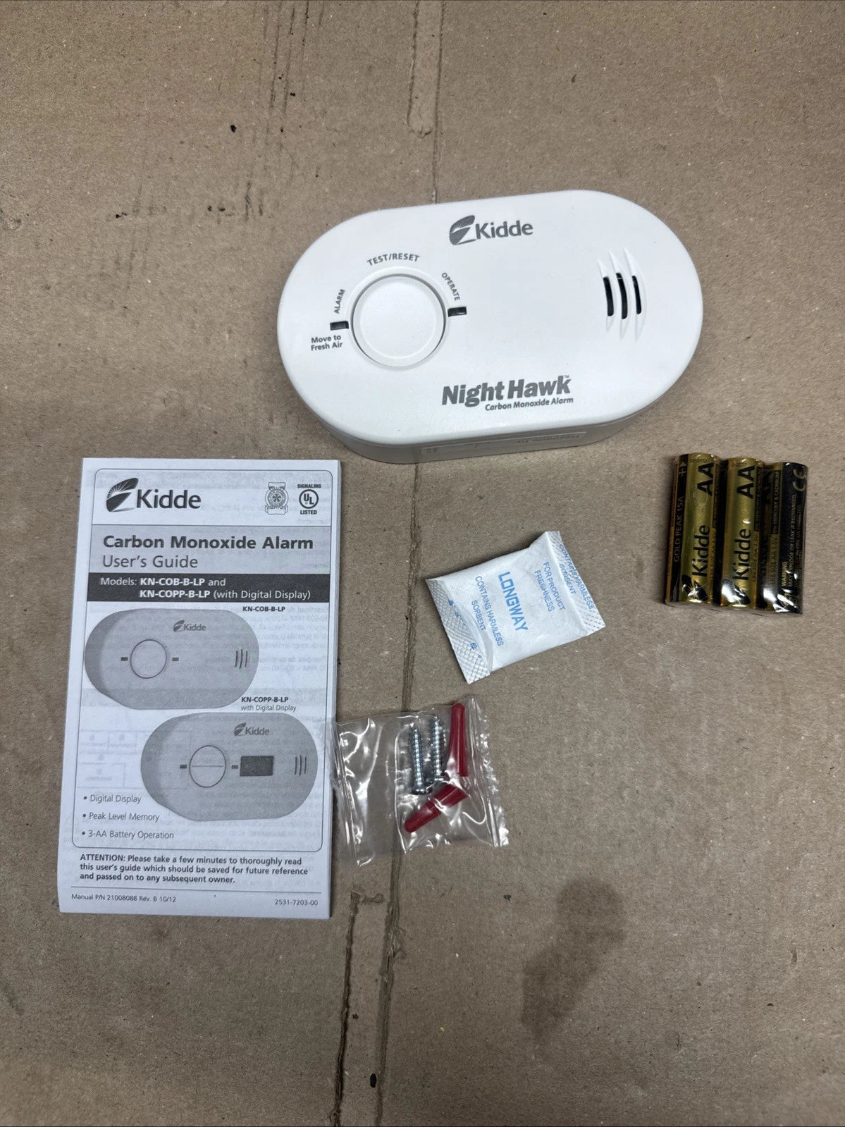 3PK Kidde KN-COB-B-LP Nighthawk Carbon Monoxide Alarm- Battery Operated 21029508
