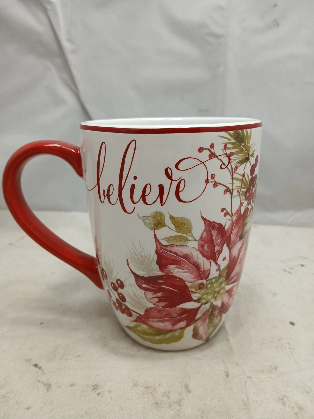 Certified International Winters Joy 22oz Mugs Set 4 Peace,Believe,Hope,Joy NWT