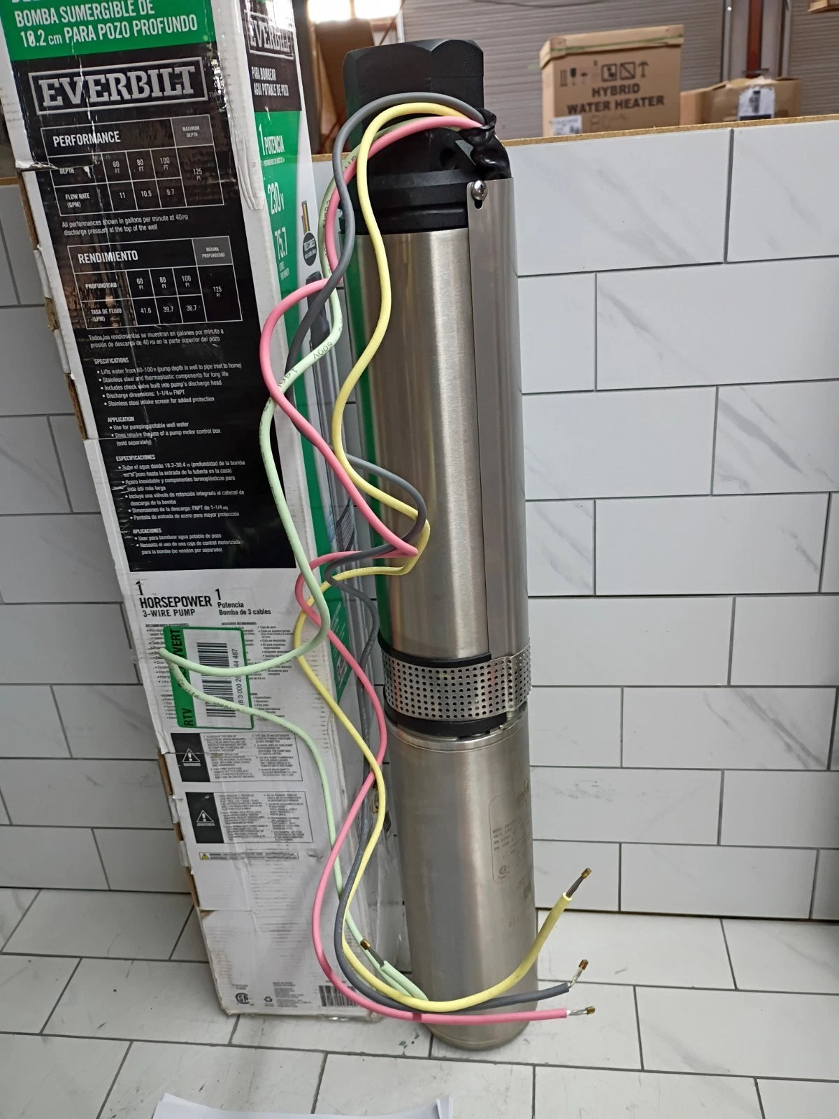 Everbilt EFSUB10-253HD 1 HP Submersible 3-Wire Motor 20-GPM Deep Well Pump