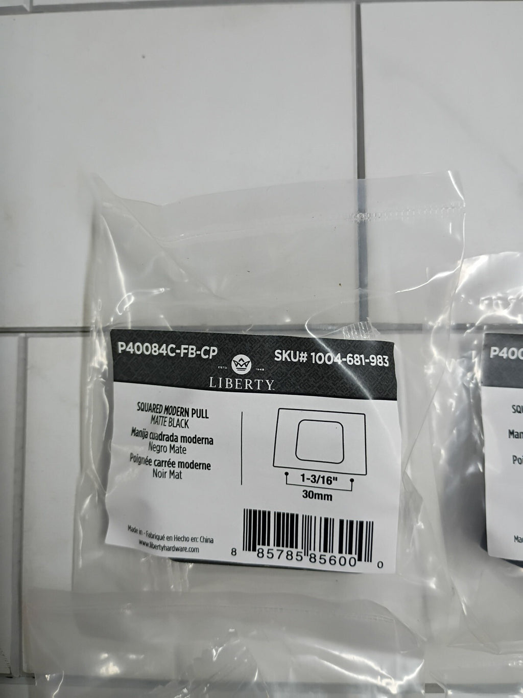 12pk Liberty P40084C-FB-C0 Square Cabinet Pull in Matte Black NEW in Sealed Bag