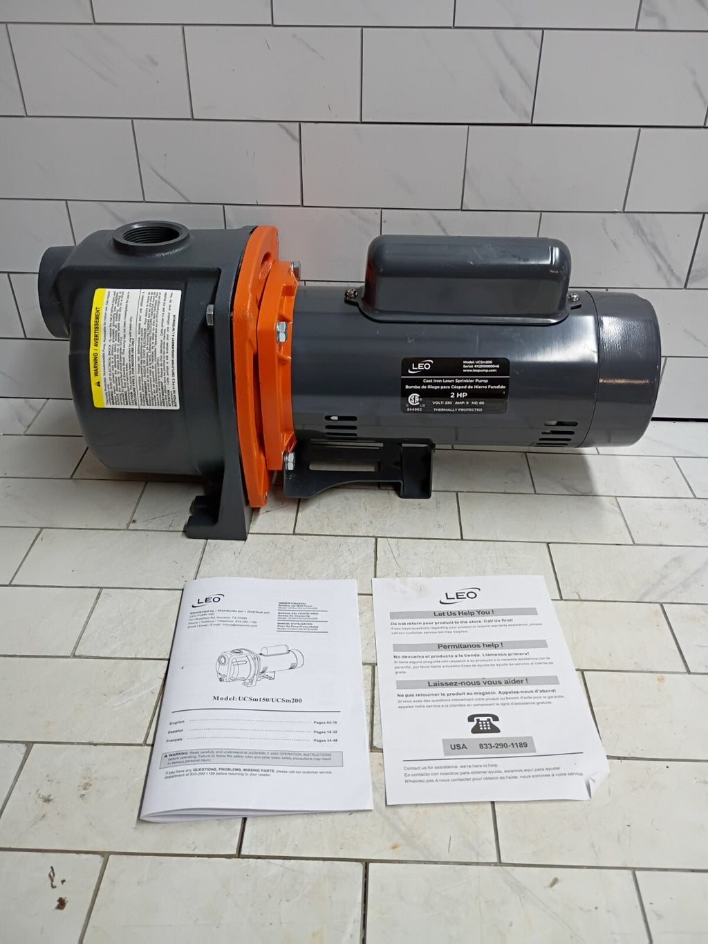 Leo UCSm200 2 hp Lawn Sparkler Pump  New Open Box.