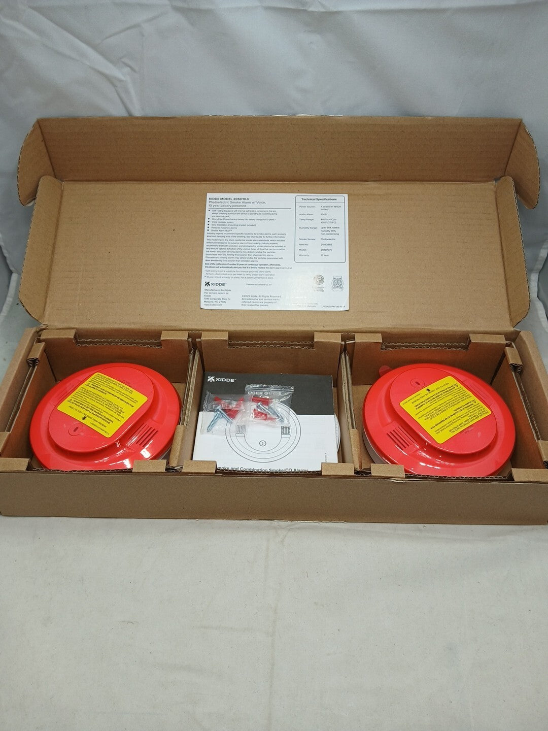 2pck Kidde Smoke Detector for Home 10-Year Battery Powered Voice Alerts 20SD10-V