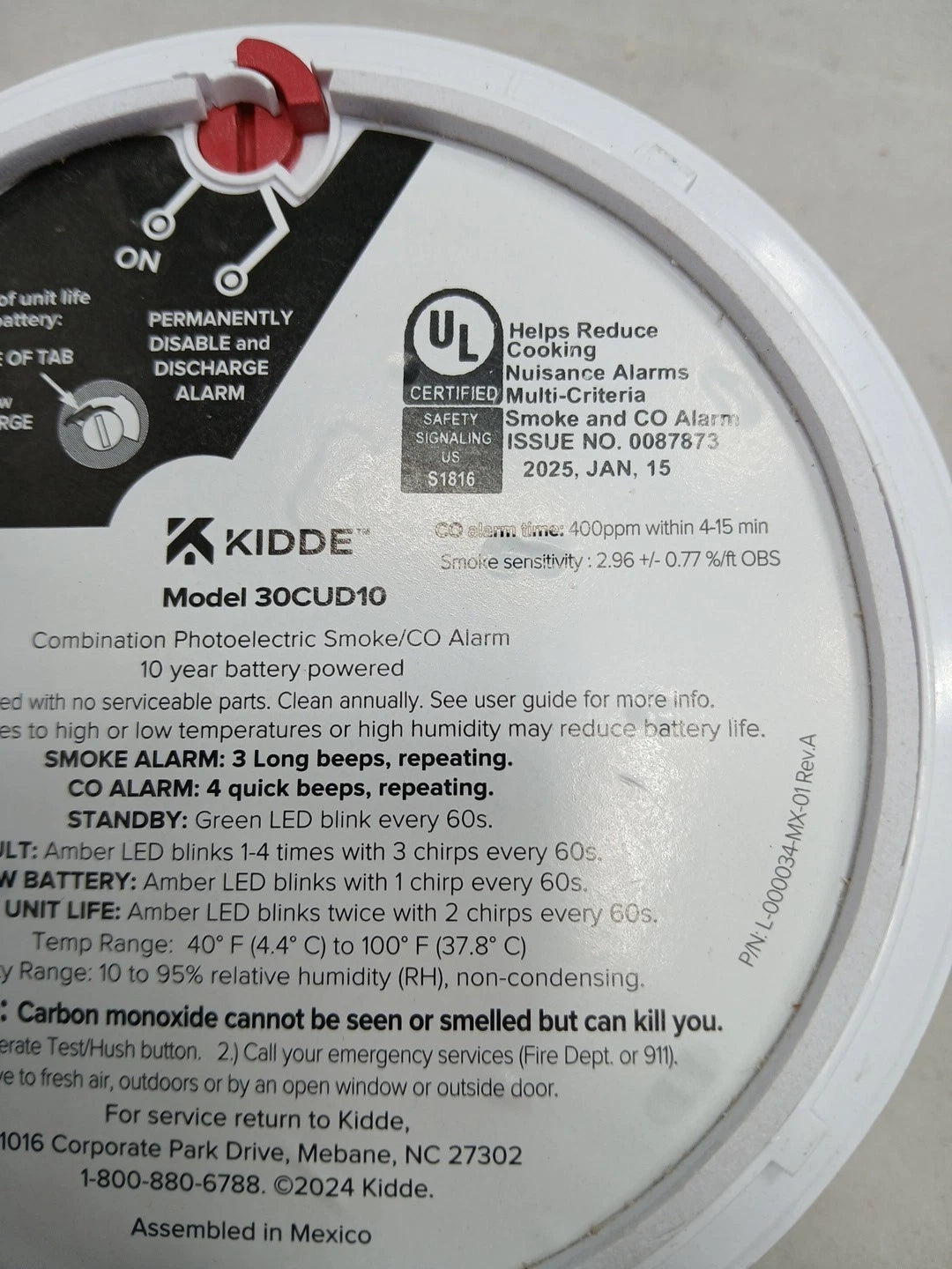 Kidde Smoke & Carbon Monoxide Detector Voice Alerts 30CUD10-V NEW OPEN BOX