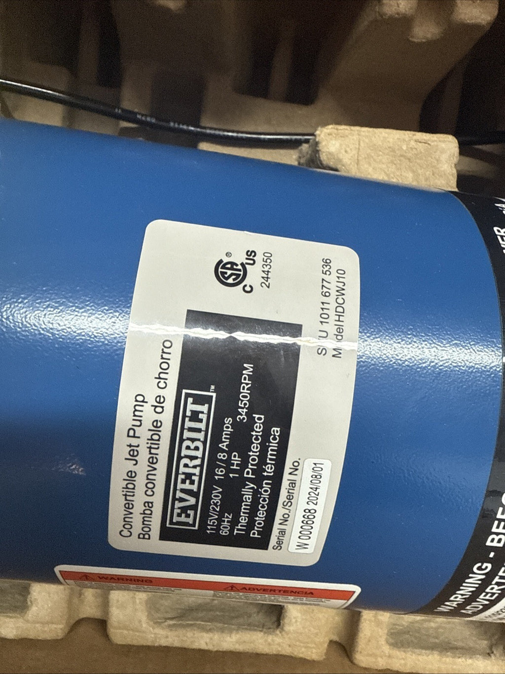Everbilt 1 HP Professional Convertible Jet Pump NEW OPEN BOX