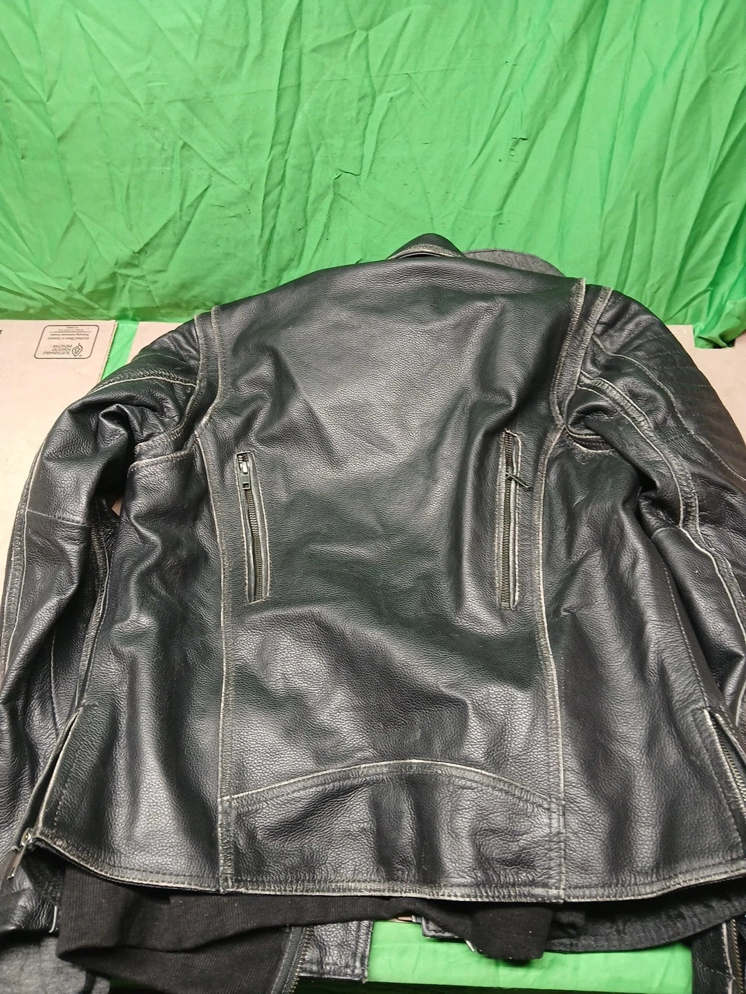 Milwaukee Leather MLL2516 Black Rub-Off Leather Jacket Detachable Hoodie Liner M