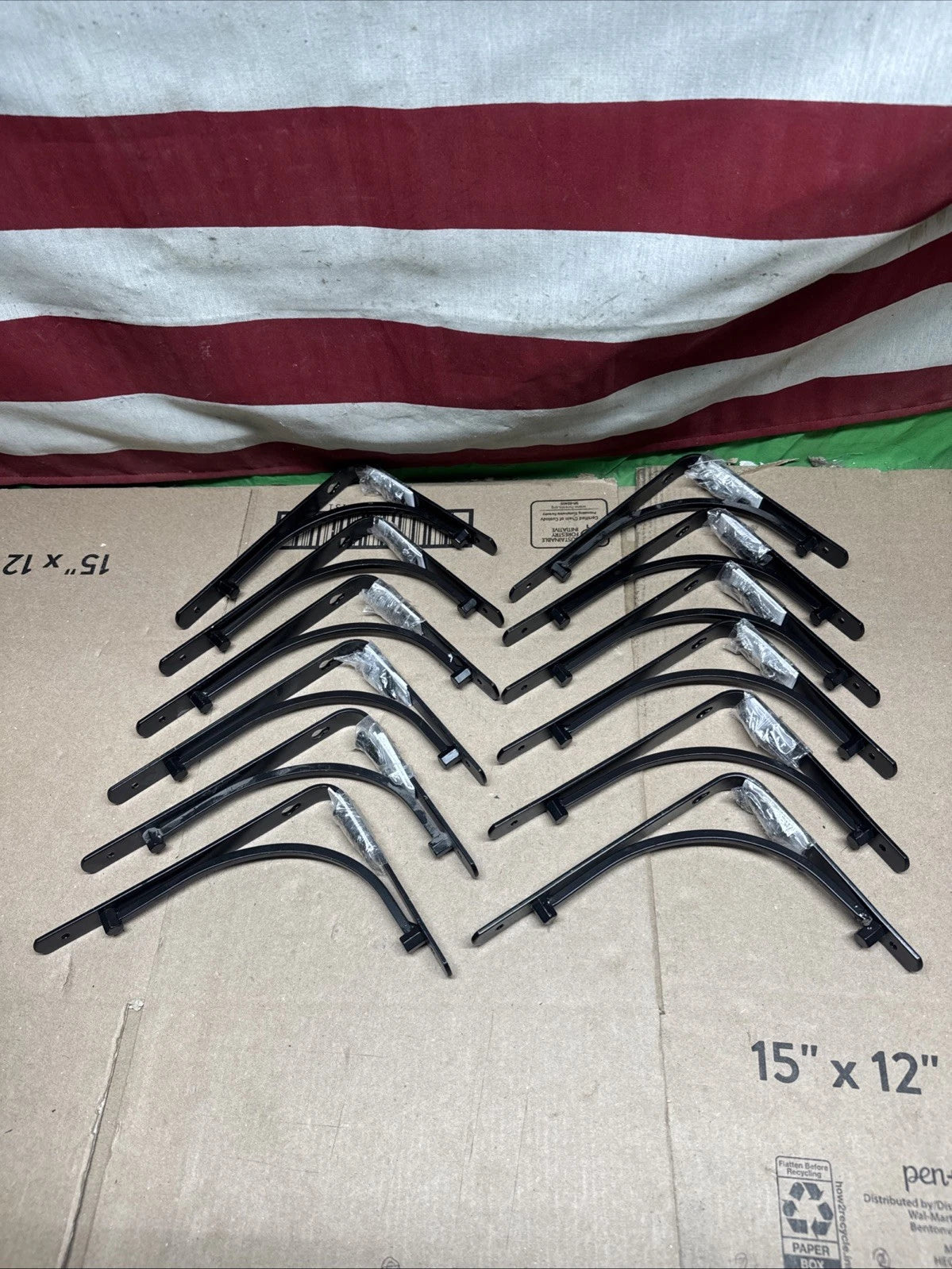 12-Pack Everbilt 6 in. x 8 in. Black Classic Arch Steel Shelf Bracket.