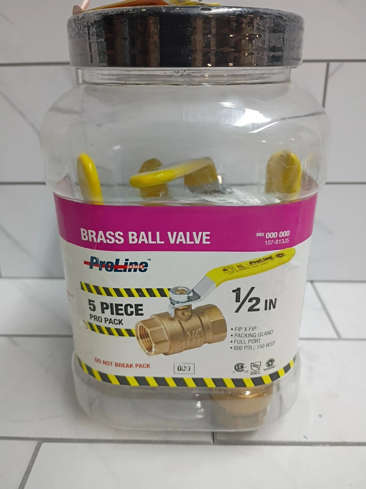 ProLine 1/2" Brass FPT Full Port Ball Valve Lead Free 600 PSI (5-Pack) 107-813J5