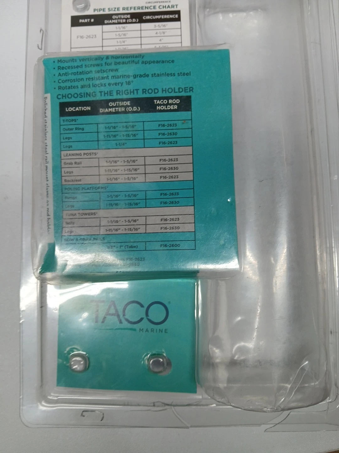 TACO Stainless Steel Clamp-On Adjustable Rod Holder - Fits 7/8" & 1" O.D. Tubin