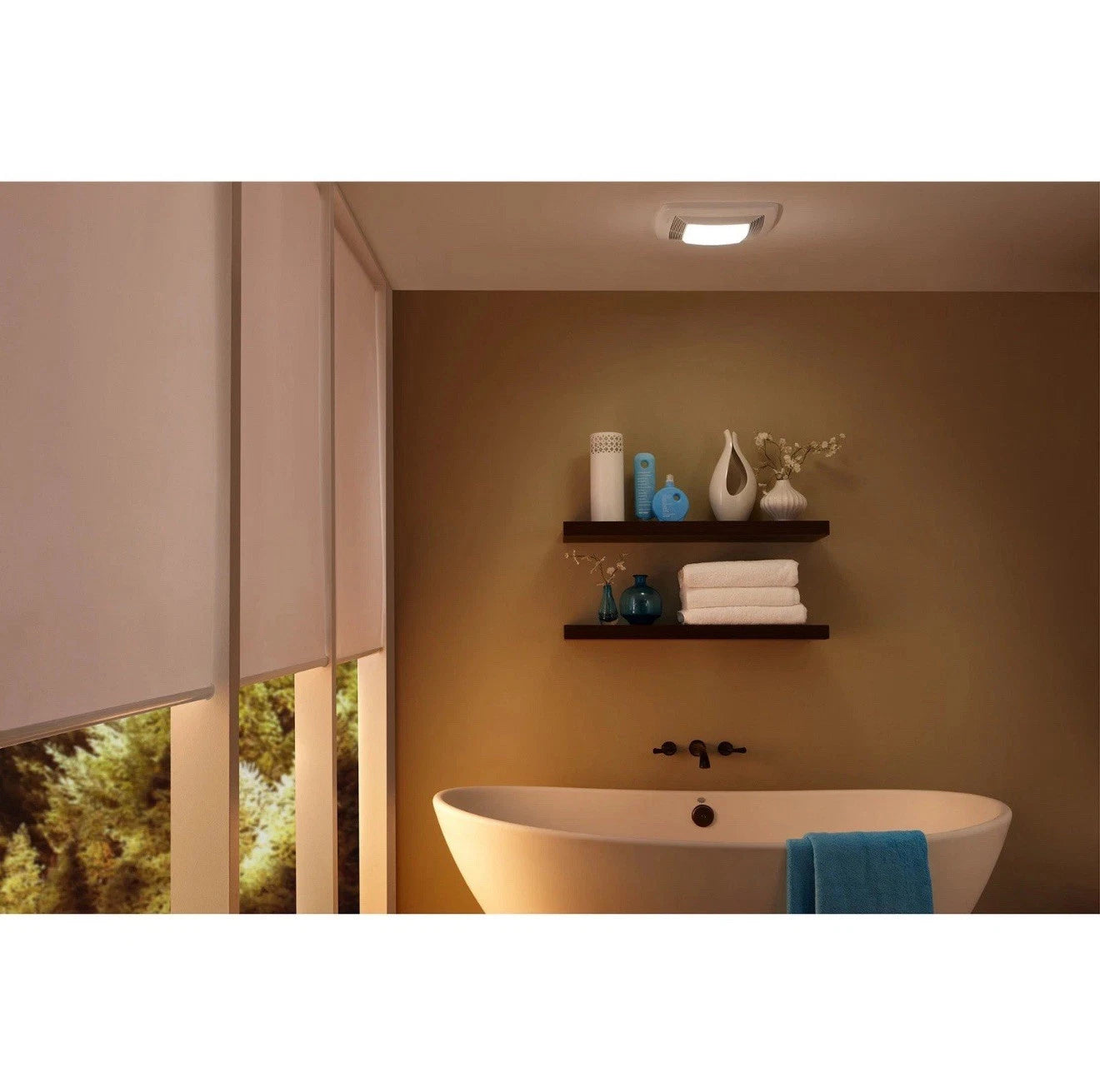 Broan QT130LE 130 CFM 1.5 Sone Ceiling Mounted Bathroom Exhaust - White