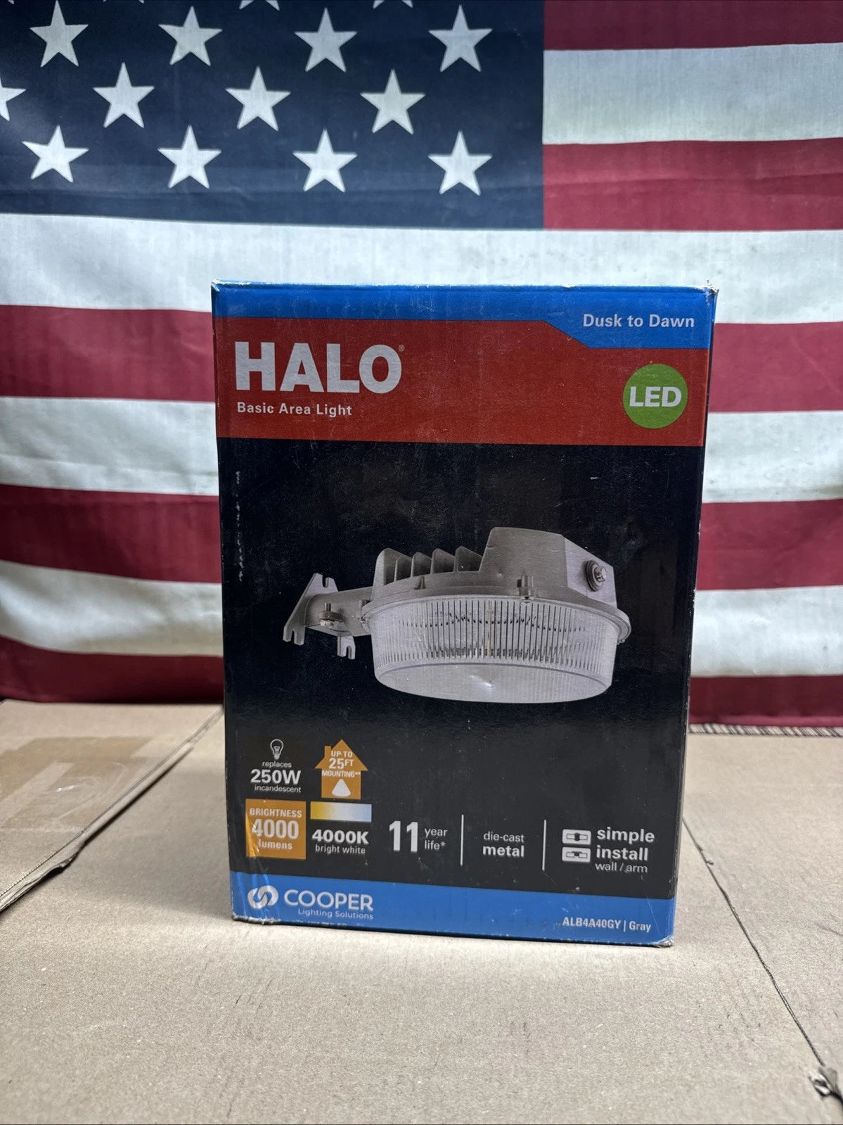 HALO ALB 125-Watt Equivalent Integrated LED Gray Dusk to Dawn Area Light, 4000K