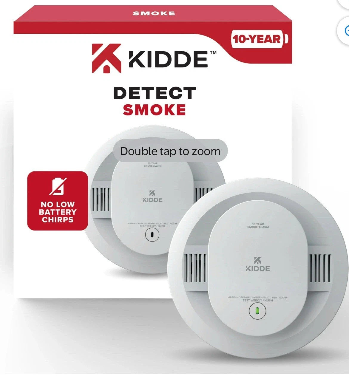 Kidde Smoke Detector 10-Year Battery Powered LED Warning Light 20SD10