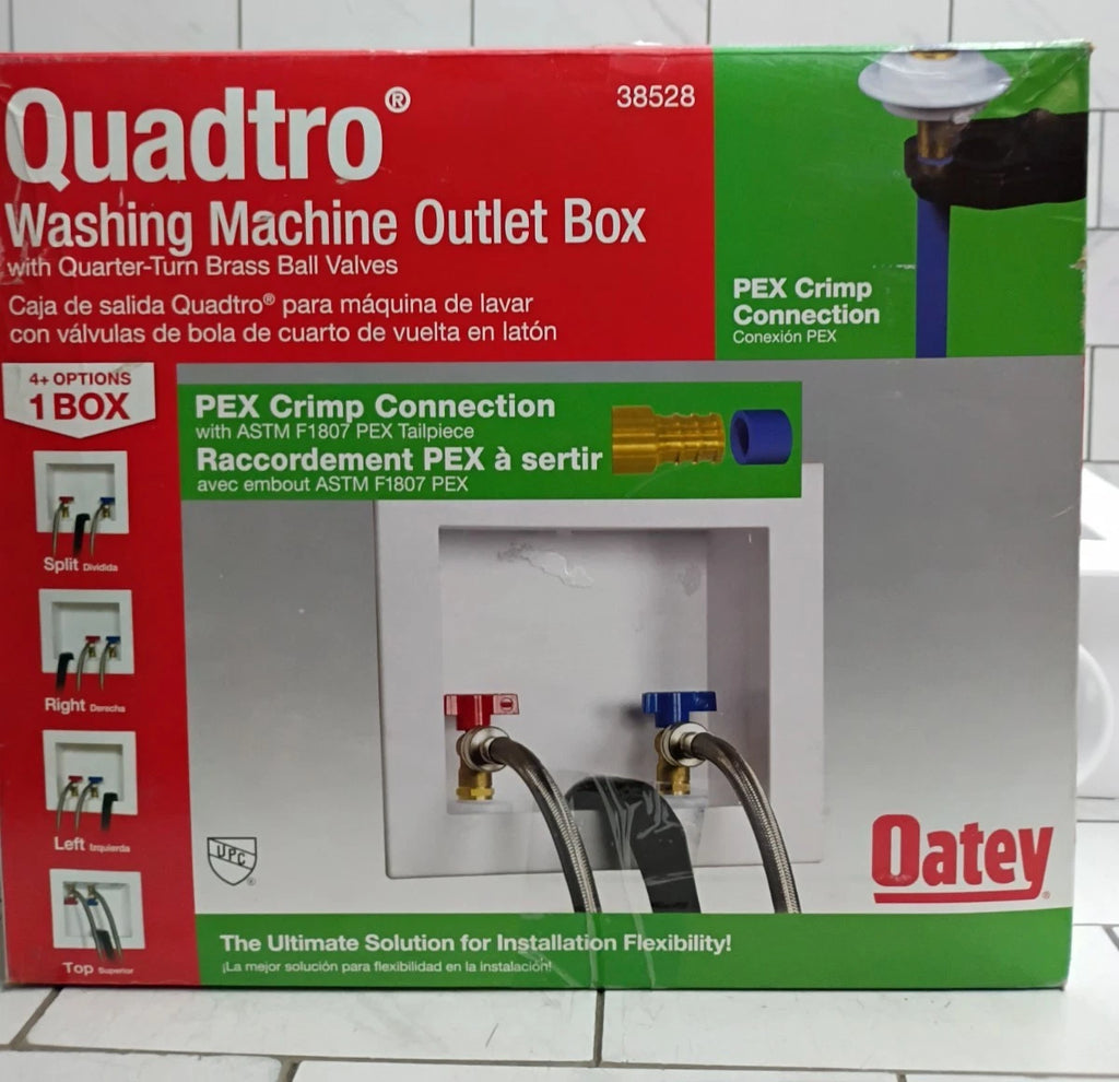 (2 Pack) Oatey Quadtro 38528 Washing Machine Outlet Box With PEX Crimp Valves OB