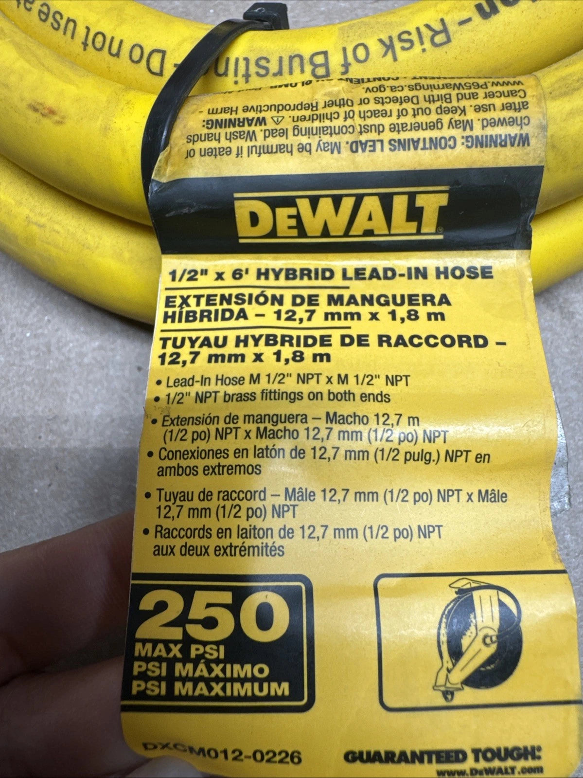 DEWALT Premium Hybrid Lead-In Hose- 1/2in. x 6ft, Model# DXCM012-0226