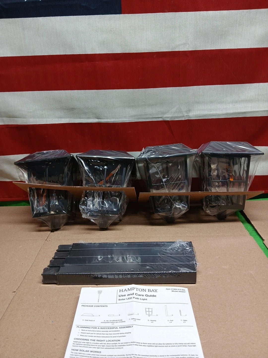 4pk Hampton Bay Black LED Outdoor Solar Path Light