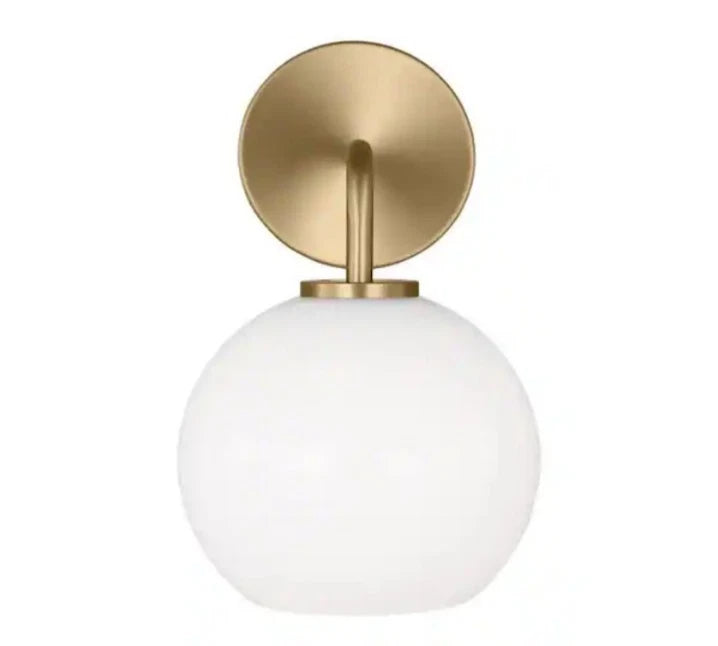 Orley 6.25 in. 1-Light Satin Brass Bathroom Vanity Light Clear Glass Shade OB