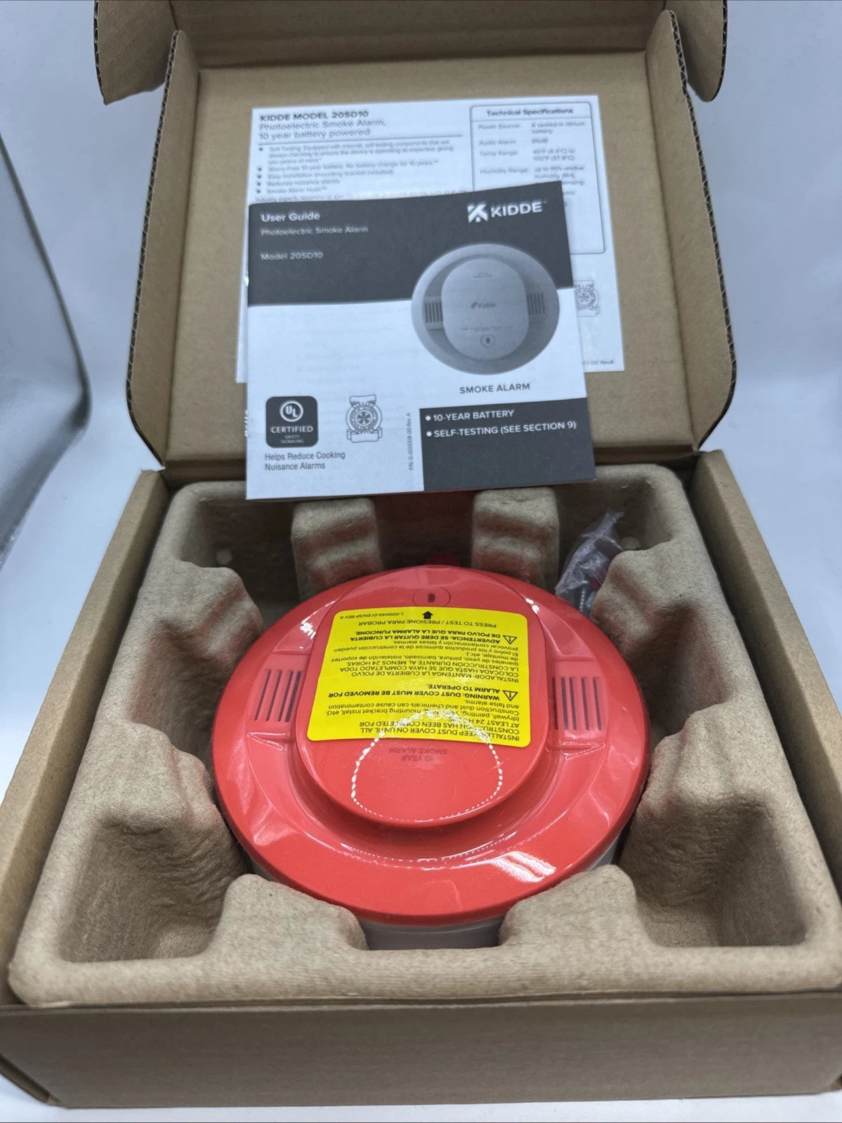 Kidde Smoke Detector 10 Year Battery Powered LED Warning Light Indicators 20SD10