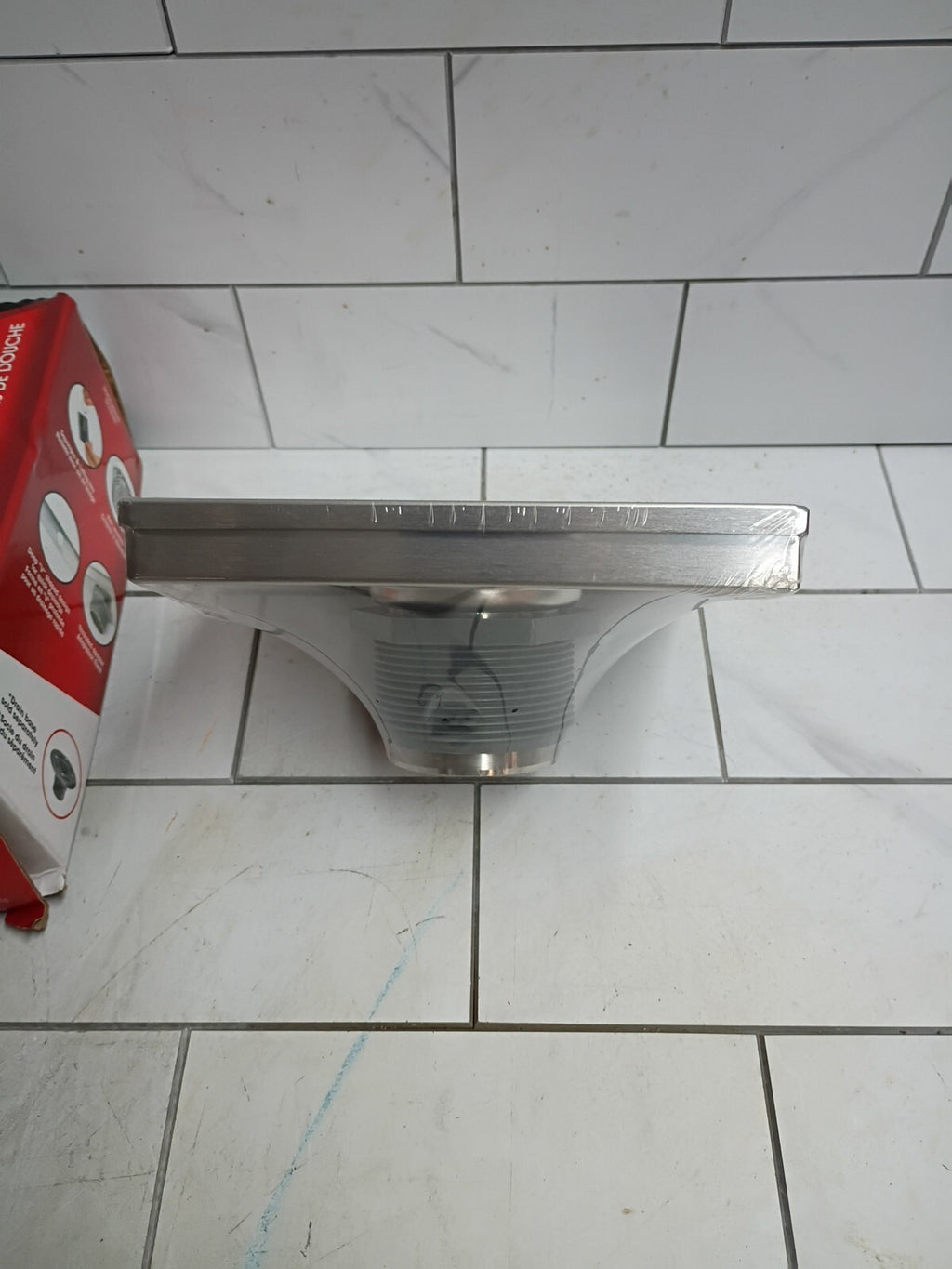 RELN 6 X 6 in Stainless Steel Square Shower Drain, Square Pattern Drain Cover OB