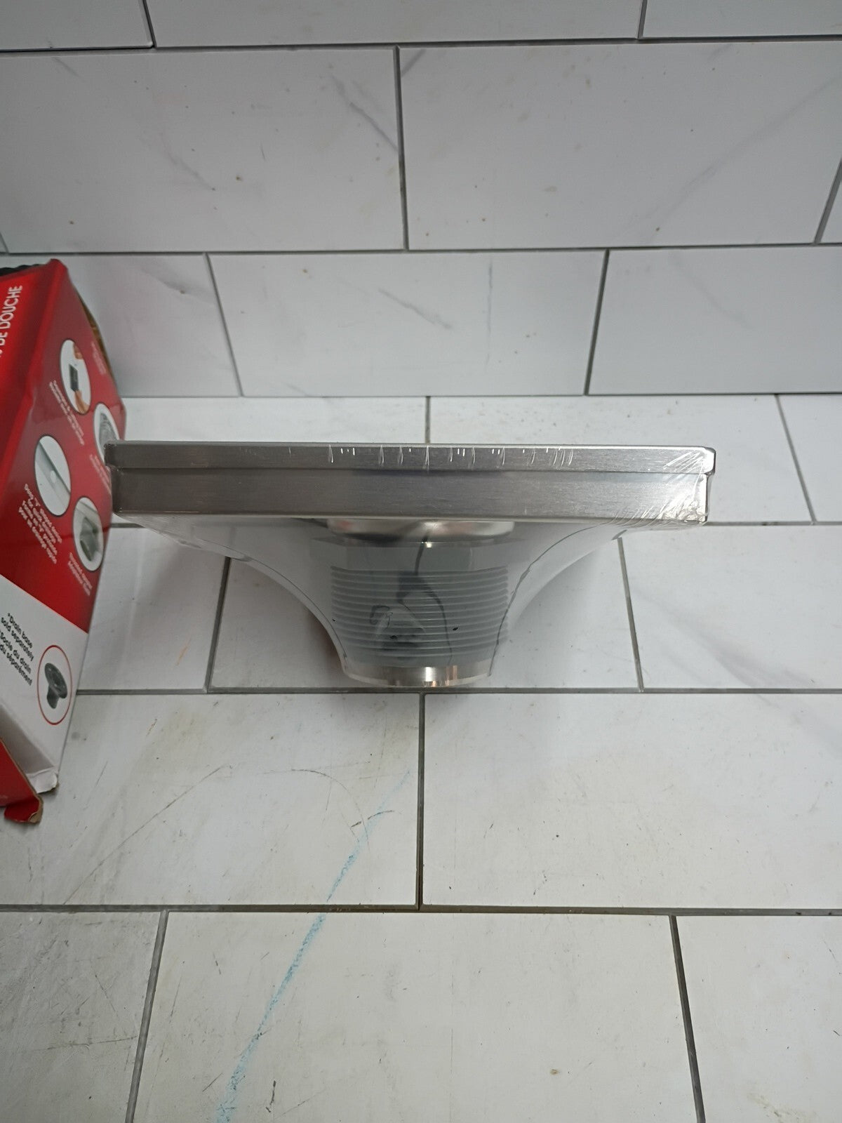 RELN 6 X 6 in Stainless Steel Square Shower Drain, Square Pattern Drain Cover OB